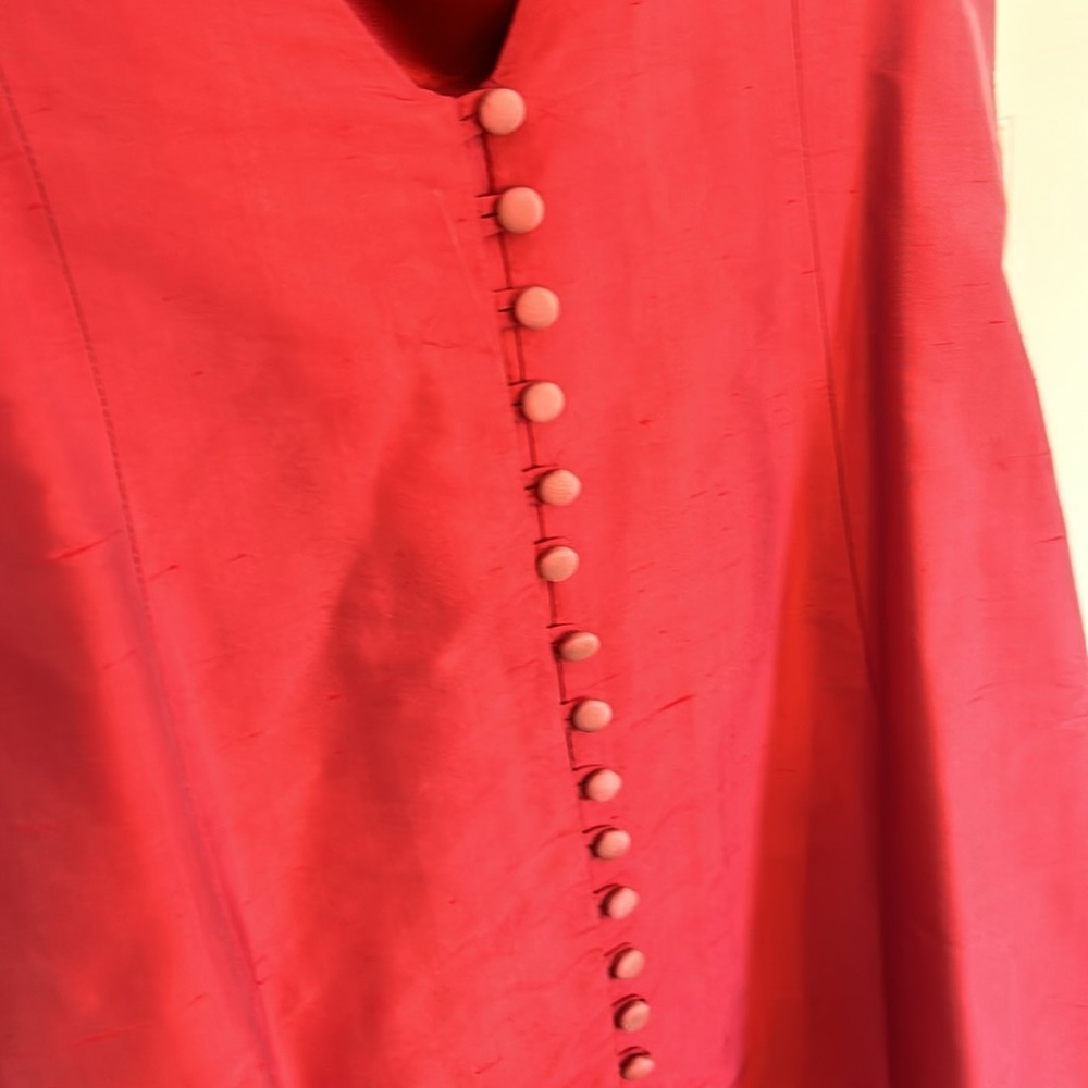 Charsa 100% Silk Shantung Dress Fuchsia Pink Button Back Cocktail Size 10